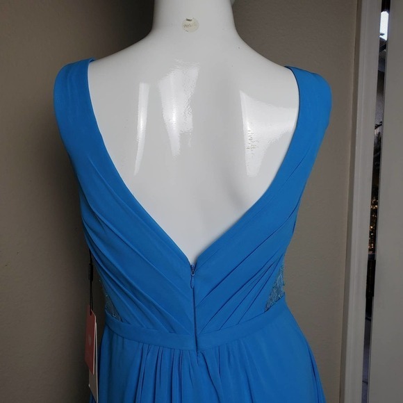 JJ's House A-line Princess V-neck Chiffon Ocean Blue Bridesmaid Party Dress New - Picture 7 of 15
